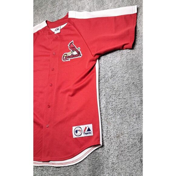 VTG Red MAJESTIC GENUINE ST LOUIS CARDINALS MLB JERSEY Medium Made In USA - Picture 3 of 15